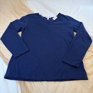 Charter Club Intimates Womens VNeck Long Sleeve Navy Top Size M